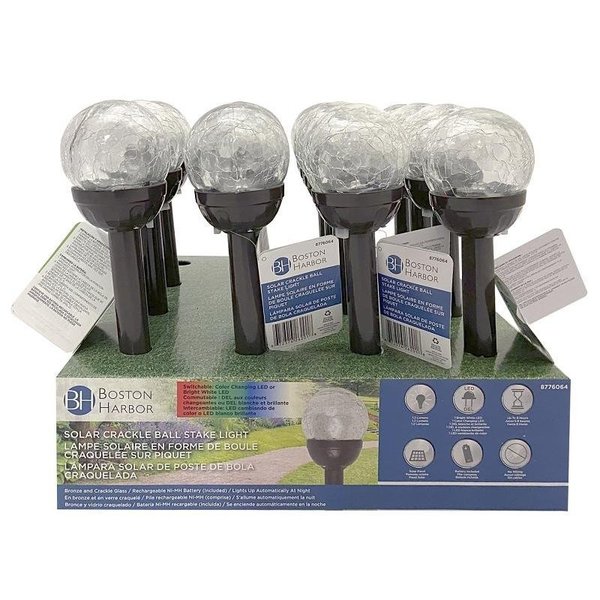Boston Harbor Light Stake, NiMh Battery, 1Lamp, LED Lamp, Stainless Steel Glass Fixture, Battery Included Yes 26201